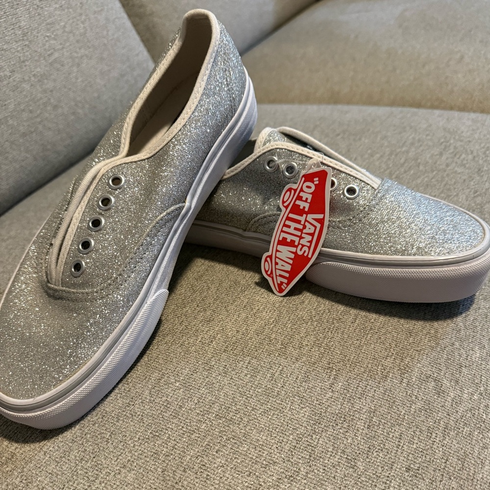 NWT Vans Classic Silver Glitter Sneakers